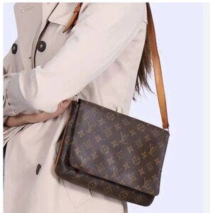 Authentic Louis Vuitton Monogram Musette Tango Crossbody Shoulder Bag Brown Tan